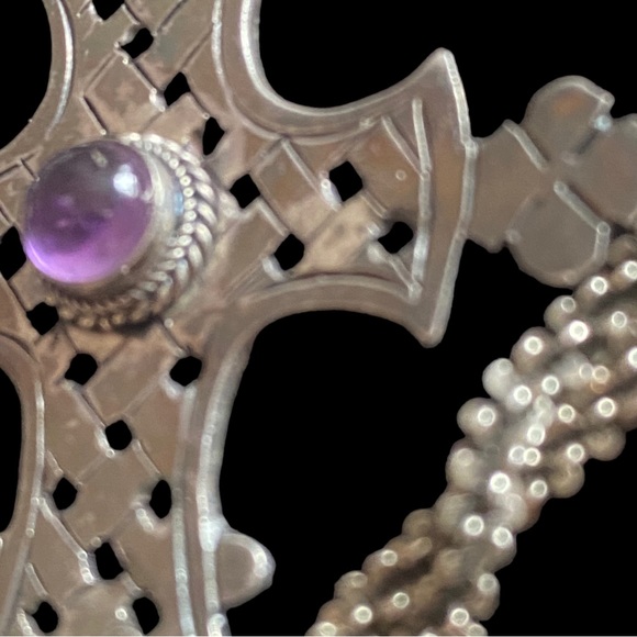 Vintage Sterling Silver Handmade Ethiopian Coptic Cross w/ 925 Popcorn Chain - Picture 10 of 11